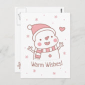 Cute Happy Snowman Doodle-kerstgroet Briefkaart (Voorkant / Achterkant)