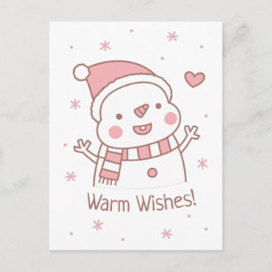 Cute Happy Snowman Doodle-kerstgroet Briefkaart