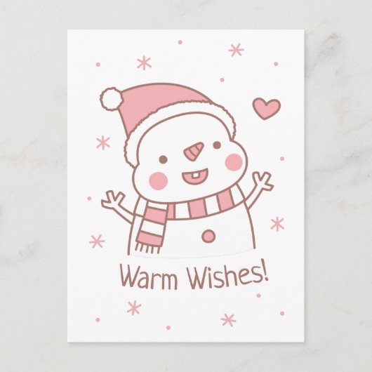 Cute Happy Snowman Doodle-kerstgroet Briefkaart (Voorkant)