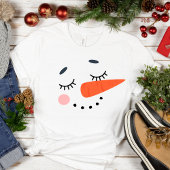 Cute Happy Snowman Face Holiday T-shirt
