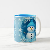 Cute Happy Snowman Face Personalized Coffee Mug Tweekleurige Koffiemok (Voorkant rechts)