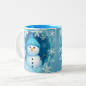 Cute Happy Snowman Face Personalized Coffee Mug Tweekleurige Koffiemok (Voorkant links)