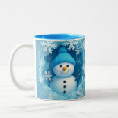 Cute Happy Snowman Face Personalized Coffee Mug Tweekleurige Koffiemok (Links)