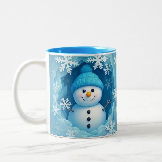 Cute Happy Snowman Face Personalized Coffee Mug Tweekleurige Koffiemok (Links)