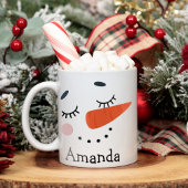 Cute Happy Snowman Face Personalized Holiday Koffiemok