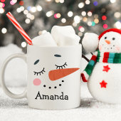 Cute Happy Snowman Face Personalized Holiday Koffiemok
