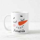 Cute Happy Snowman Face Personalized Holiday Koffiemok (Links)