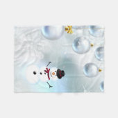 Cute Happy Snowman Fleece Deken (Voorkant (Horizontaal))