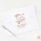 Cute Happy Snowman, kerstdoodle Ronde Sticker (Envelop)