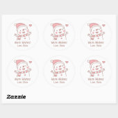 Cute Happy Snowman, kerstdoodle Ronde Sticker (Vel)
