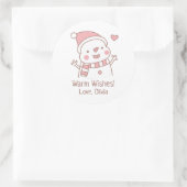 Cute Happy Snowman, kerstdoodle Ronde Sticker (Tas)