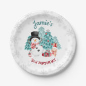 Cute Happy Snowman kerstfeest Papieren Bordje (Voorkant)