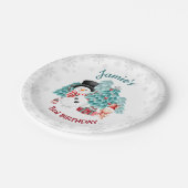 Cute Happy Snowman kerstfeest Papieren Bordje (Gekanteld)