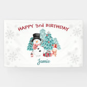 Cute Happy Snowman kerstfeest Spandoek (Horizontaal)