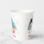 Cute Happy Snowman-kerstfeestartikelen Papieren Bekers (Rechts)