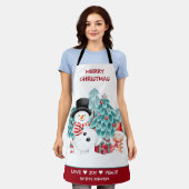 Cute Happy Snowman-kerstpromotie Schort (Gedragen)