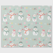 Cute Happy Snowman laat het Kinder Kerstmis sneeuw Cadeaupapier (Vlak)