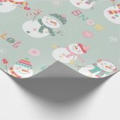 Cute Happy Snowman laat het Kinder Kerstmis sneeuw Cadeaupapier (Hoek)