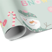 Cute Happy Snowman laat het Kinder Kerstmis sneeuw Cadeaupapier (Rol Hoek)