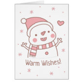 Cute Happy Snowman met Scarf, Warm Wishes (Voorkant)