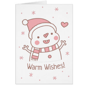 Cute Happy Snowman met Scarf, Warm Wishes