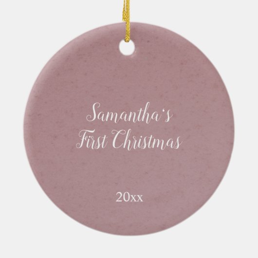 Cute Happy Snowman Pink kerstavond Keramisch Ornament (Achterkant)