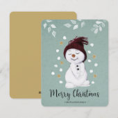 Cute Happy Snowman Winter Blue Kerstmis Feestdagenkaart (Voorkant / Achterkant)