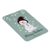 Cute Happy Snowman Winter Blue Kerstmis Magneet (Rechterzijde)