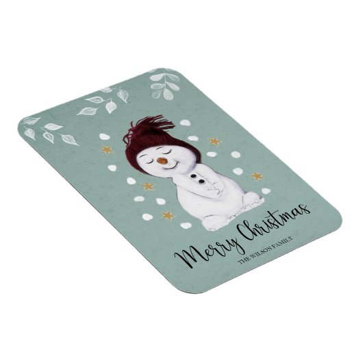 Cute Happy Snowman Winter Blue Kerstmis Magneet (Rechterzijde)