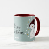 Cute Happy Snowman Winter Blue Kerstmis Mok (Voorkant rechts)