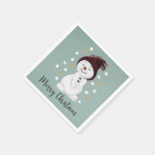Cute Happy Snowman Winter Blue Kerstmis Servet (Hoek)