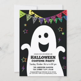 Cute Happy Spooky Ghost Halloween Costume Party Kaart