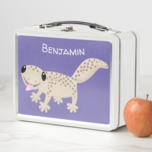 Cute happy spotted tan gecko cartoon (In situ)