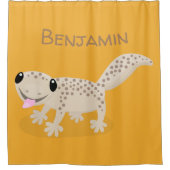 Cute happy spotted tan gecko cartoon douchegordijn (Voorkant)