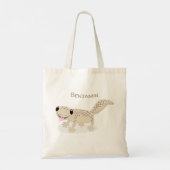 Cute happy spotted tan gecko cartoon tote bag (Achterkant)