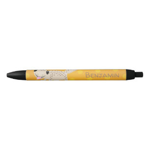 Cute happy spotted tan gecko cartoon zwarte inkt pen