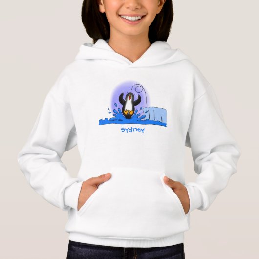 Cute happy springing pinguin cartoon illustratie (Voorkant)
