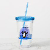 Cute happy springing pinguin cartoon illustratie acryl drinkbeker (Achterkant)