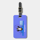 Cute happy springing pinguin cartoon illustratie bagagelabel (Voorkant verticaal)