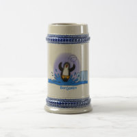 Cute happy springing pinguin cartoon illustratie