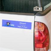 Cute happy springing pinguin cartoon illustratie bumpersticker (Op Truck)