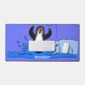 Cute happy springing pinguin cartoon illustratie bureaumat (Keyboard & Muis)