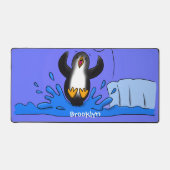 Cute happy springing pinguin cartoon illustratie bureaumat (Voorkant)