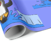 Cute happy springing pinguin cartoon illustratie cadeaupapier (Rol Hoek)