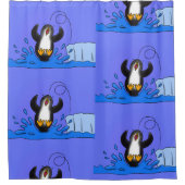 Cute happy springing pinguin cartoon illustratie douchegordijn (Voorkant)