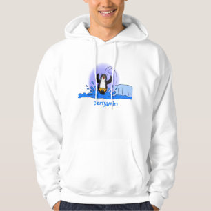 Cute happy springing pinguin cartoon illustratie hoodie