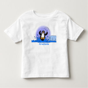 Cute happy springing pinguin cartoon illustratie kinder shirts