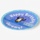 Cute happy springing pinguin cartoon illustratie papieren bordje (Gekanteld)