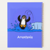 Cute happy springing pinguin cartoon illustratie planner (Achterkant)