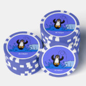 Cute happy springing pinguin cartoon illustratie poker chips (Opstapeling)